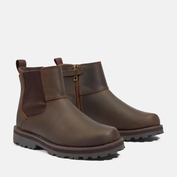 Courma Kid Chelsea Boot for Youth in Dark Brown