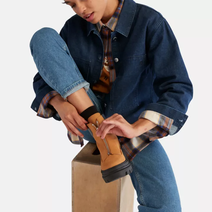 High Waist Hemp Denim Jeans for Women in Light Blue