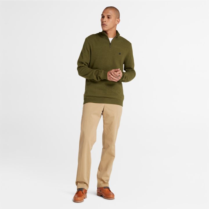 Cohas Brook Zip-Neck Jumper for Men in Green