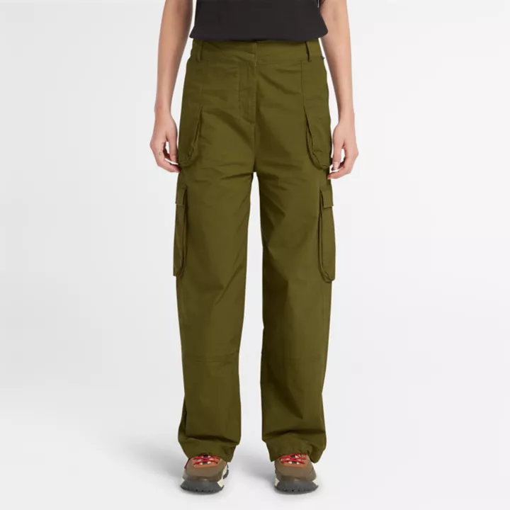 Woven Utility Trouser for Women in Dark Green