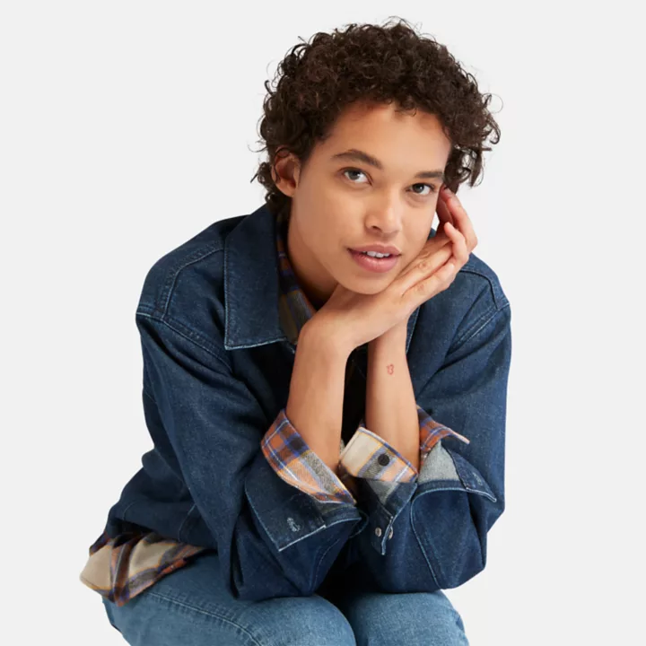 Chore Hemp Denim Jacket for Women in Dark Blue