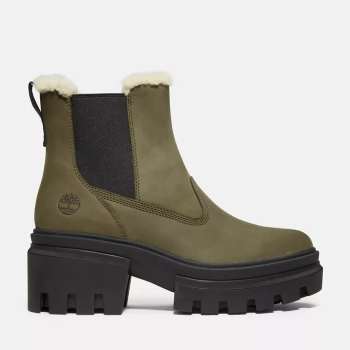 Everleigh Warm Lined Chelsea Boot for Women in Dark Green