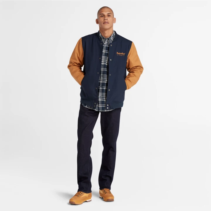Heavy Flannel Check Shirt for Men in Navy
