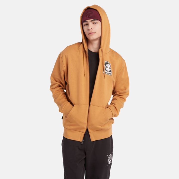 Buffalo Plaid Hoody Sweatshirt for Men in Orange