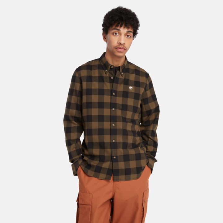 Mascoma River Long-Sleeve Check Shirt for Men in Green