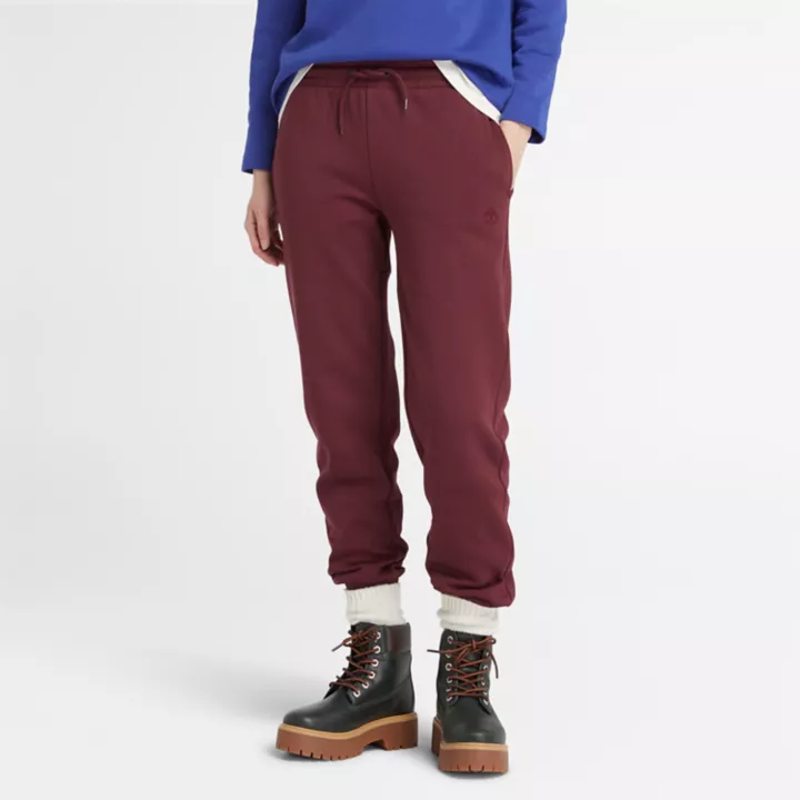 Embroidered Tree-logo Tracksuit Bottoms for Women in Burgundy