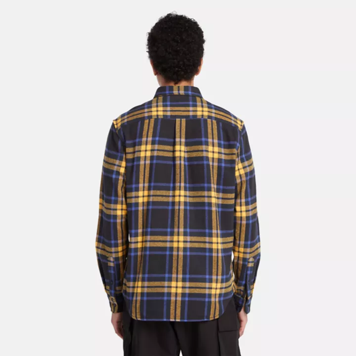 Checked Flannel Shirt for Men in Black/Blue/Yellow