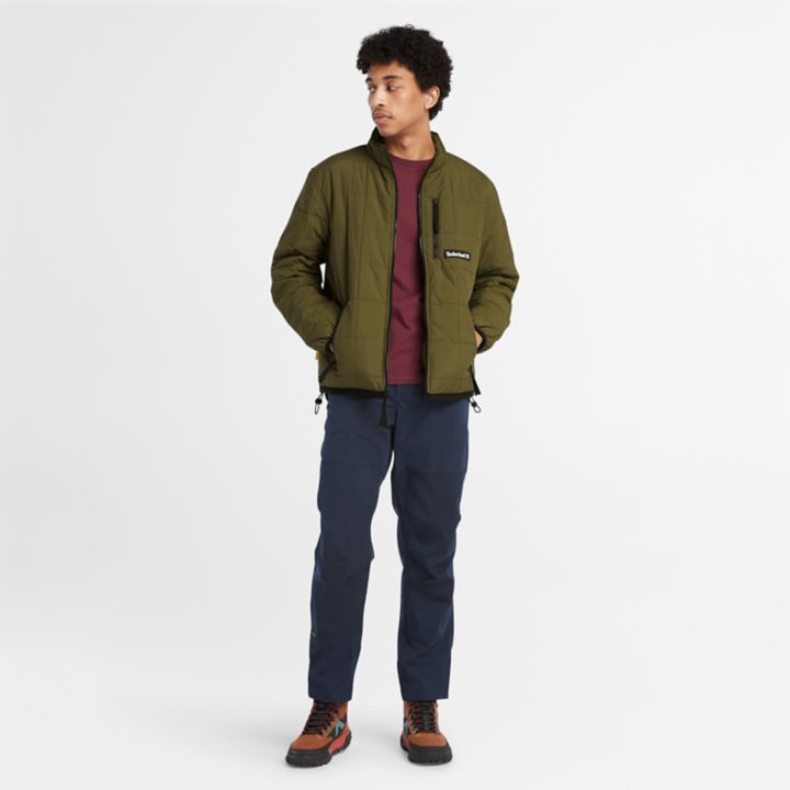 Water Repellent Quilted Insulated Jacket for Men in Green