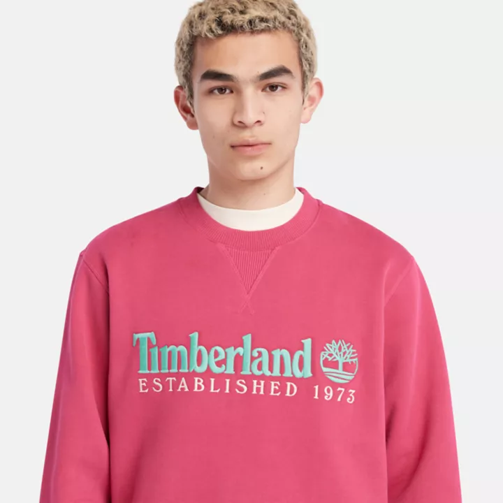 Est. 1973 Logo Crew Sweatshirt for Men in Pink
