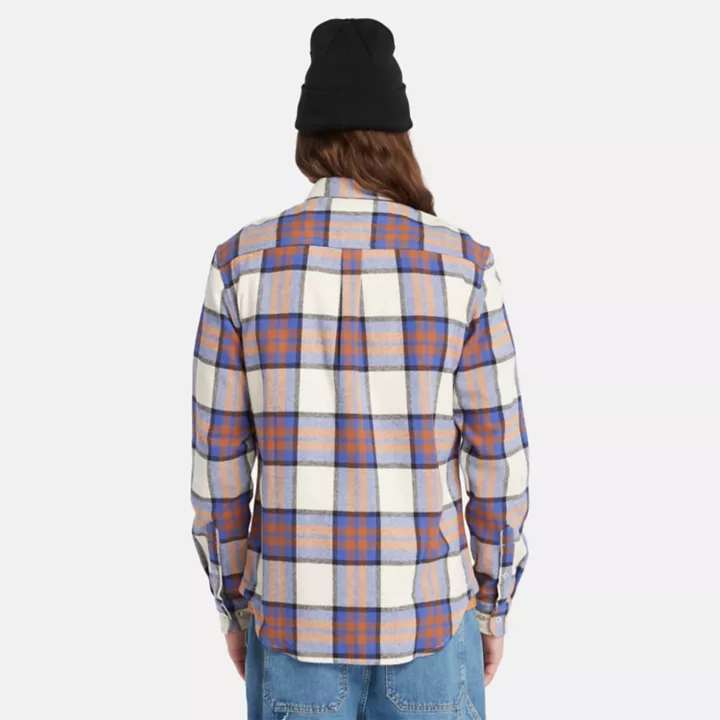 Checked Flannel Shirt for Men in Blue/White/Orange