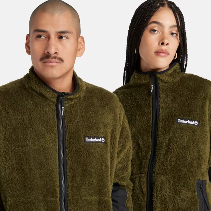 All Gender High Pile Fleece Jacket in Green