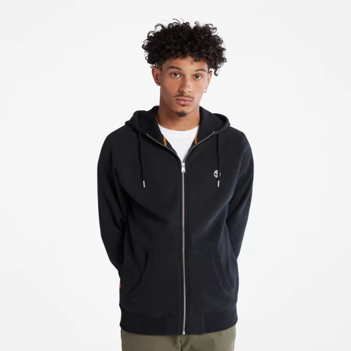 Exeter River Zip-Front Fleece Hoodie for Men in Black