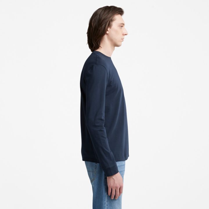 Dunstan River LS Crewneck T-Shirt for Men in Navy