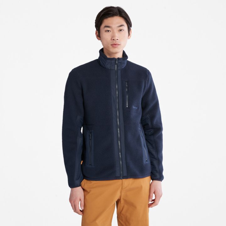 Sherpa Fleece Jacket for Men in Navy