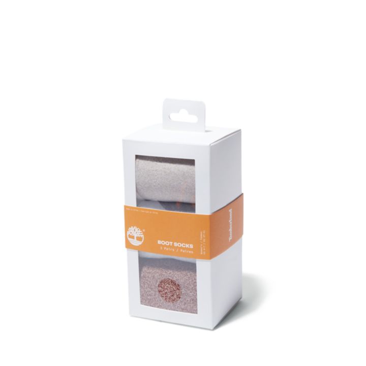 Three Pack Marled Crew Socks Gift Box for Women in Pink