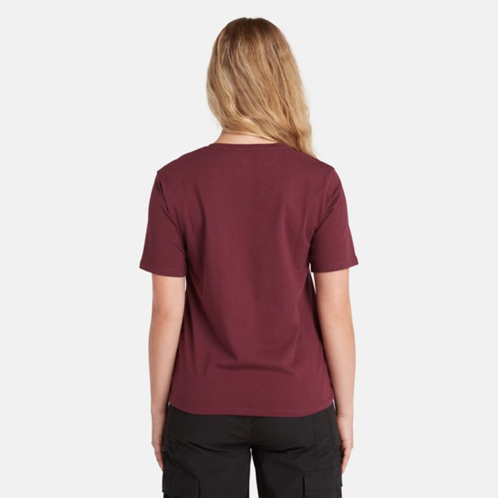 Angled Pocket T-Shirt for Women in Burgundy