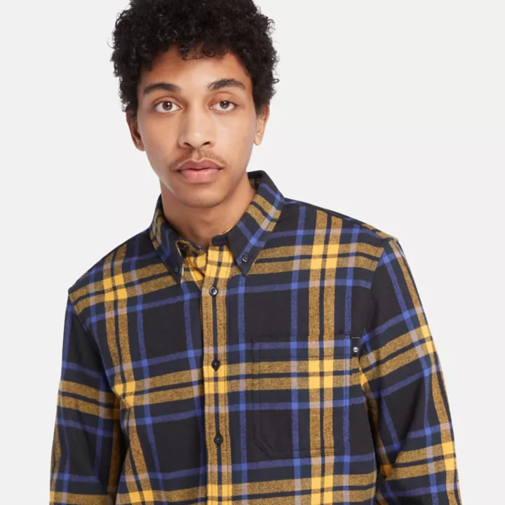 Checked Flannel Shirt for Men in Black/Blue/Yellow
