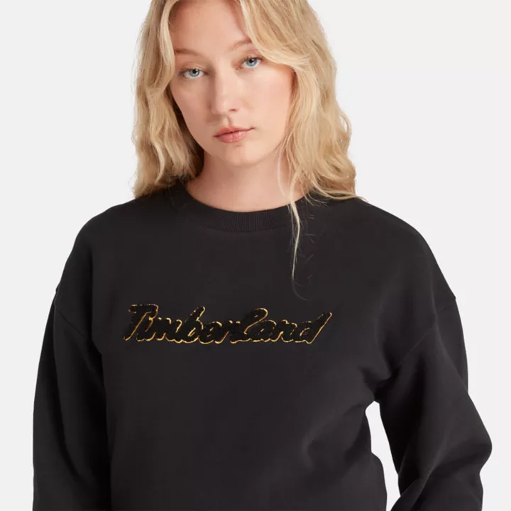 Logo Crewneck Sweatshirt for Women in Black