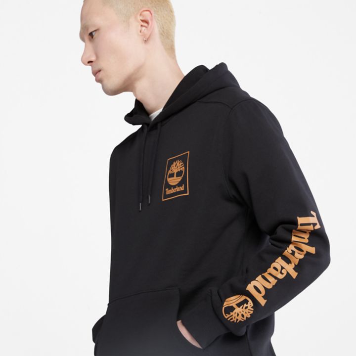 Stacked Logo Hoodie for Men in Black