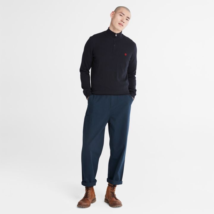 Cohas Brook Zip-Neck Jumper for Men in Navy