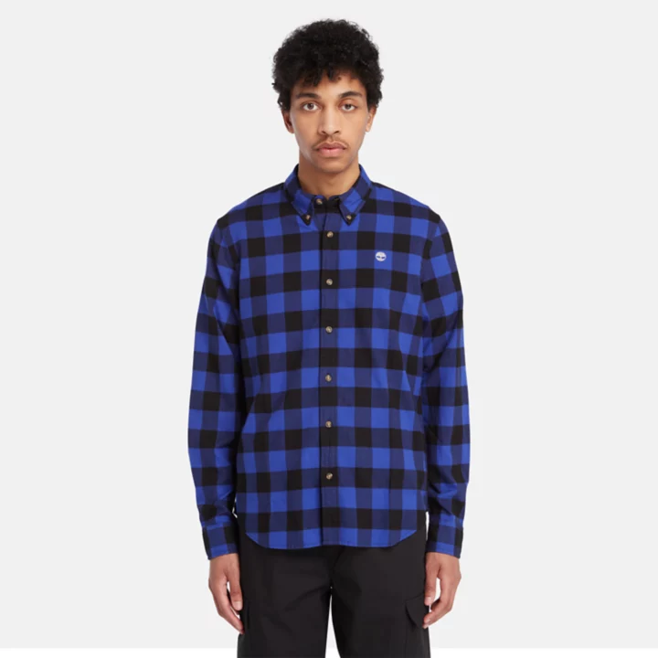 Mascoma River Long-Sleeve Check Shirt for Men in Blue
