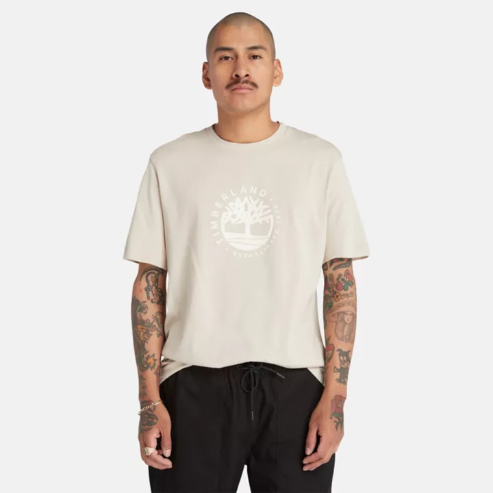 Tencel x Refibra Graphic Logo T-Shirt in Beige