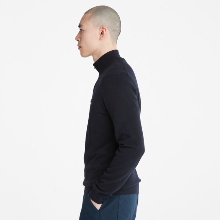 Cohas Brook Zip-Neck Jumper for Men in Navy