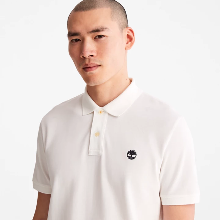 Millers River Pique Polo Shirt for Men in White