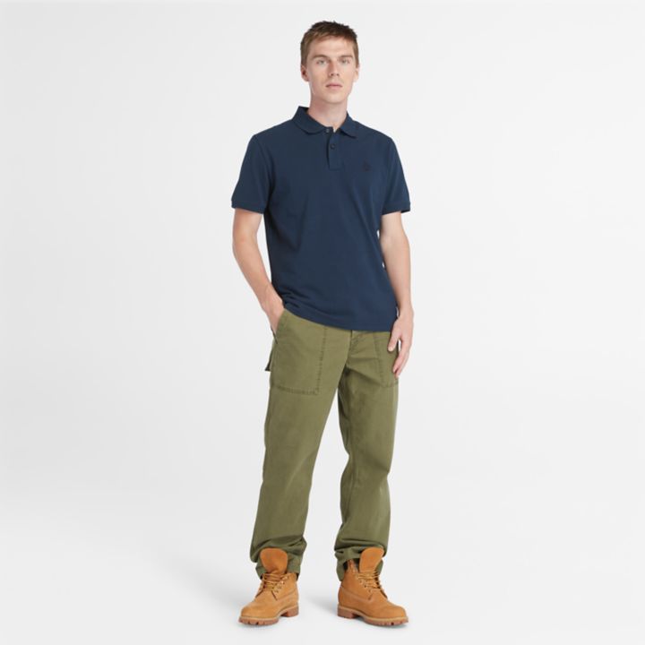 Millers River Pique Polo Shirt for Men in Navy