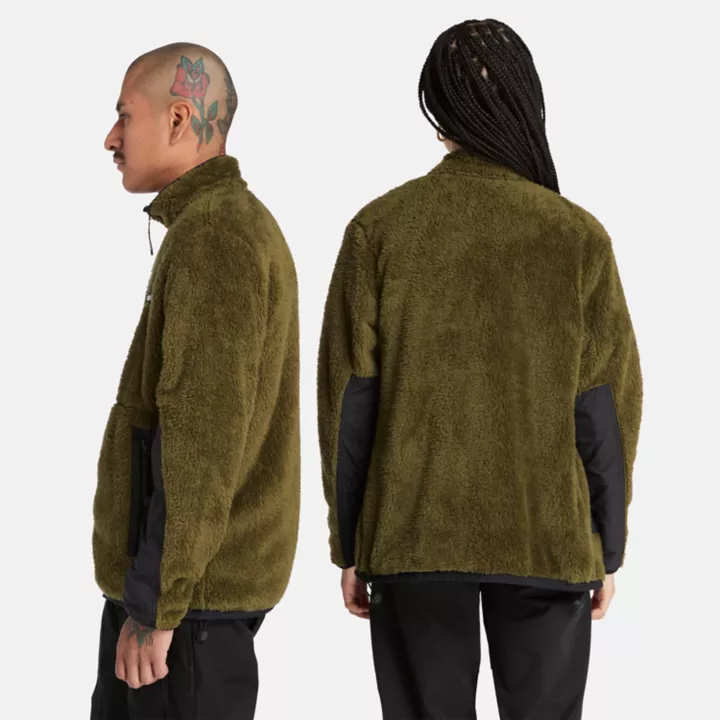 All Gender High Pile Fleece Jacket in Green