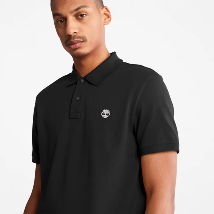 Millers River Pique Polo Shirt for Men in Black