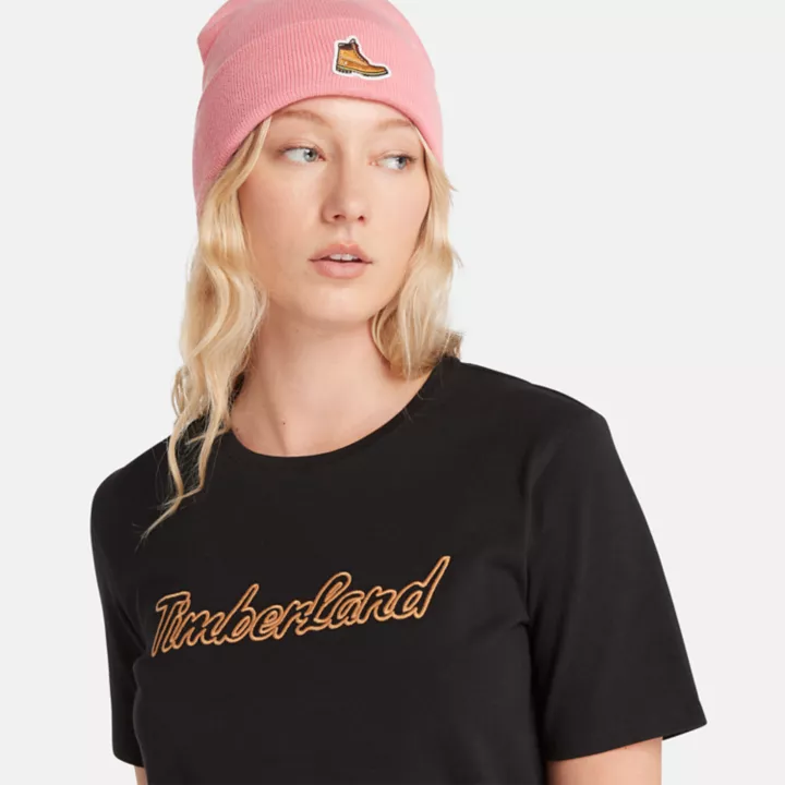 Texture Logo T-Shirt for Women in Black