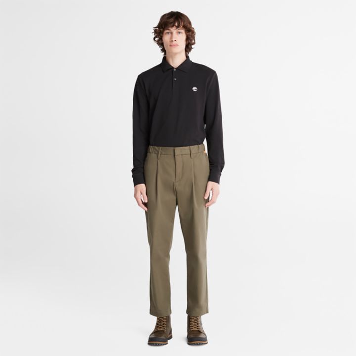 Millers River Long-Sleeve Pique Polo Shirt for Men in Black