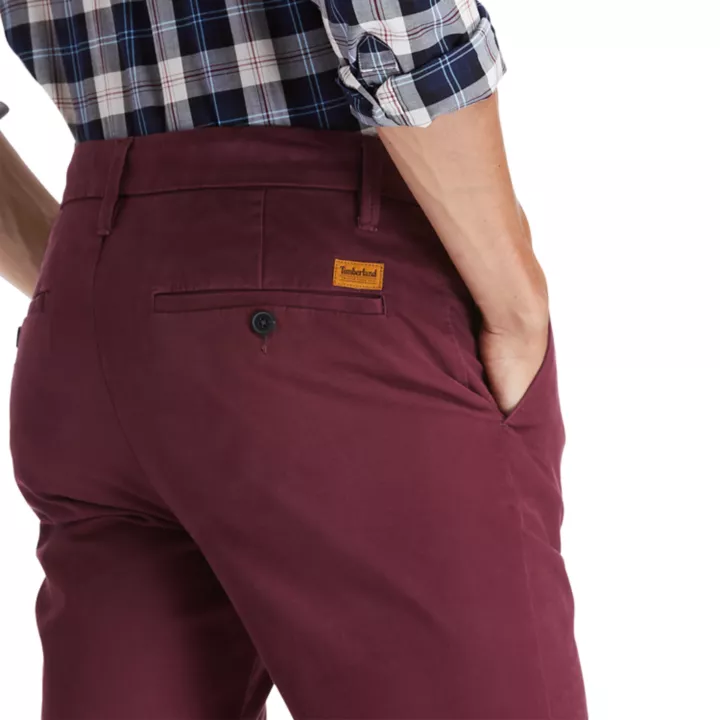 Sargent Lake Stretch Chino Trousers for Men in Burgundy