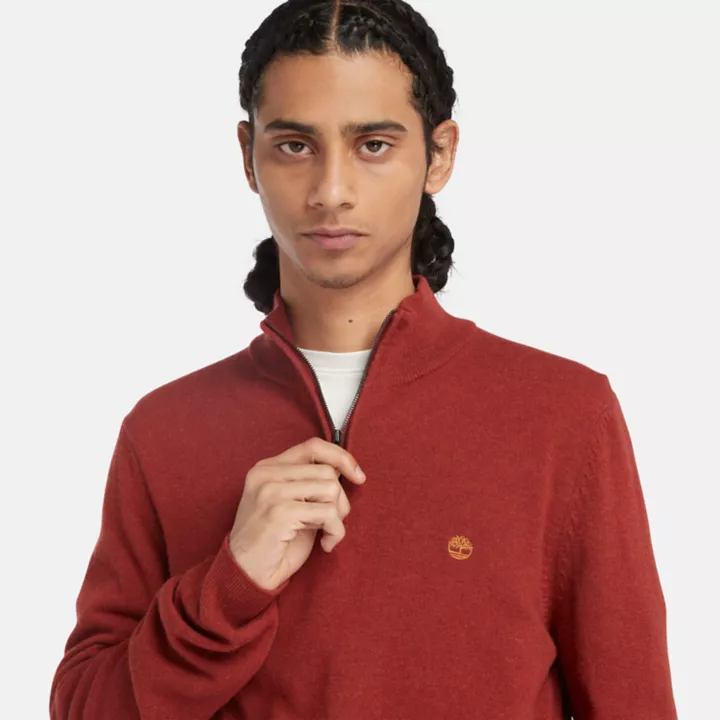 Cohas Brook Zip-Neck Jumper for Men in Red