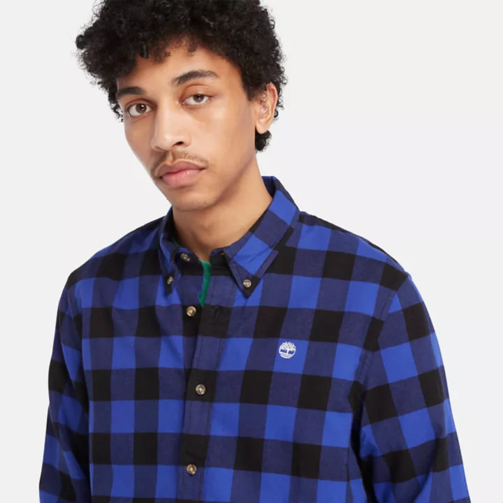 Mascoma River Long-Sleeve Check Shirt for Men in Blue