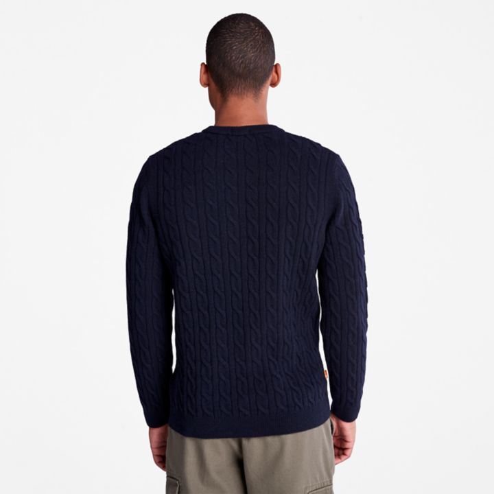 Phillips Brook Cable-knit Crew Jumper for Men in Navy