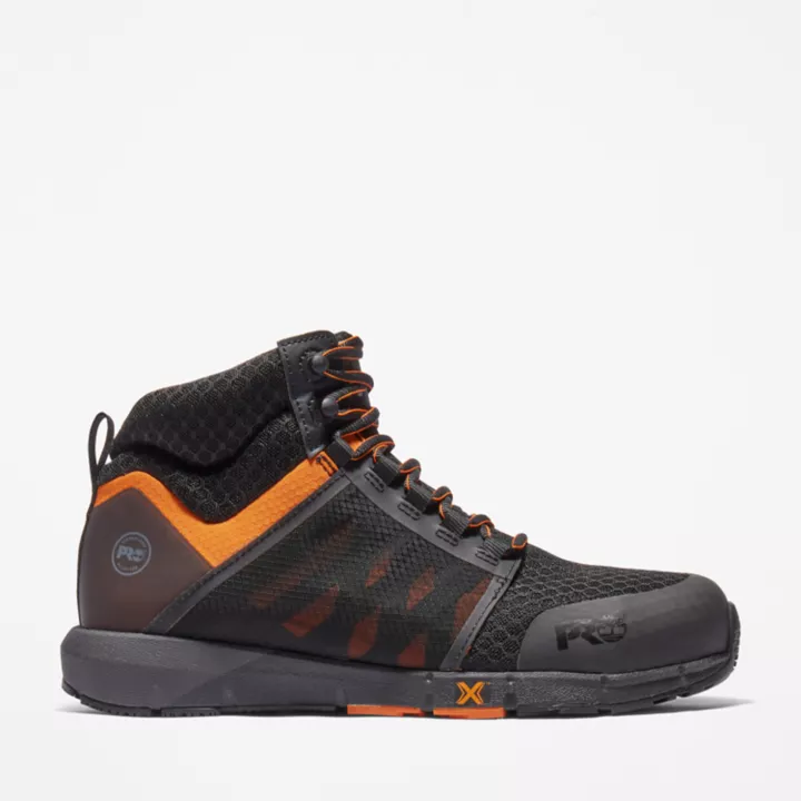 Radius Alloy-Toe Work Boot for Men in Black and Orange