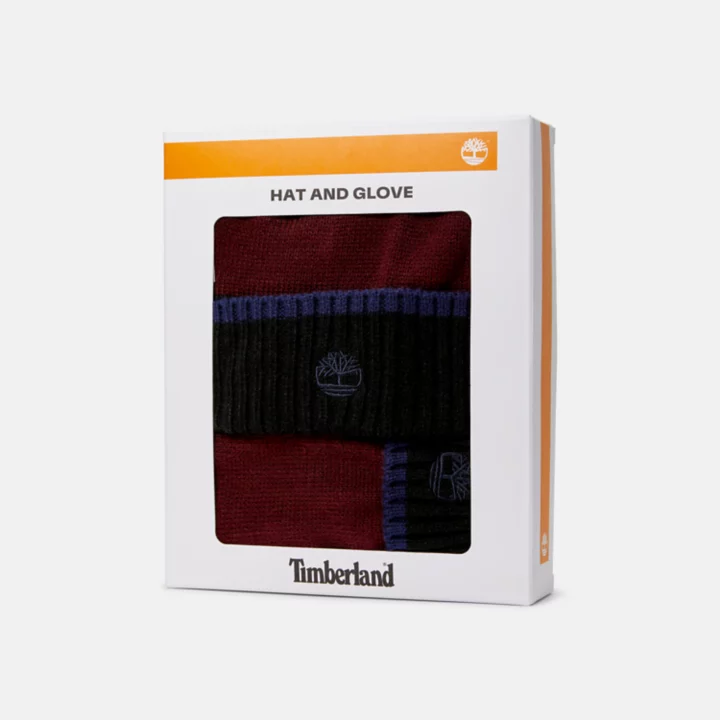 All Gender Beanie and Glove Gift Set in Burgundy