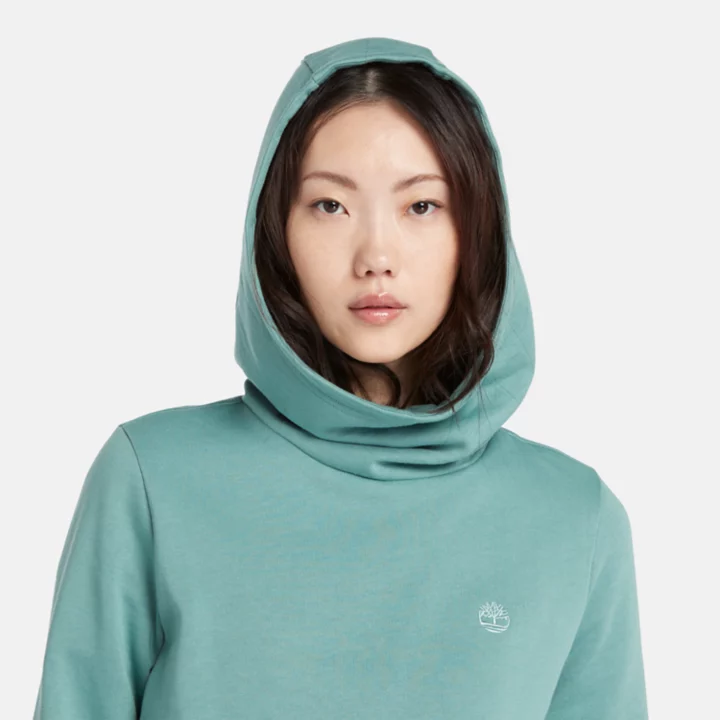 Embroidered Tree Hoodie for Women in Teal