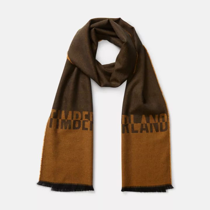 Split Colour Logo Scarf for Men in Brown