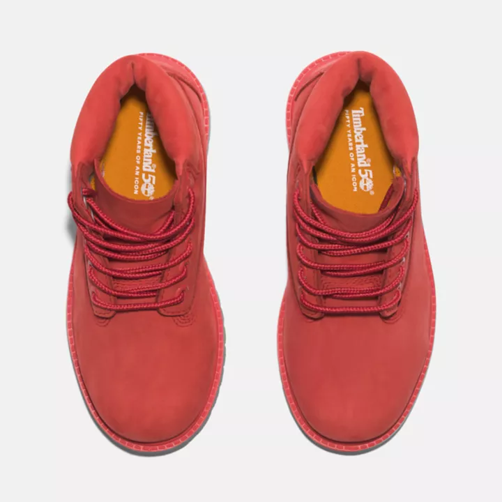 Timberland 50th Edition Premium 6-Inch Waterproof Boot for Junior in Red