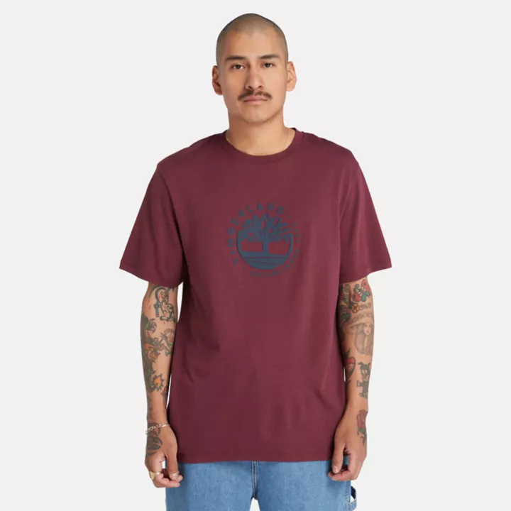 Tencel x Refibra Graphic Logo T-Shirt in Burgundy
