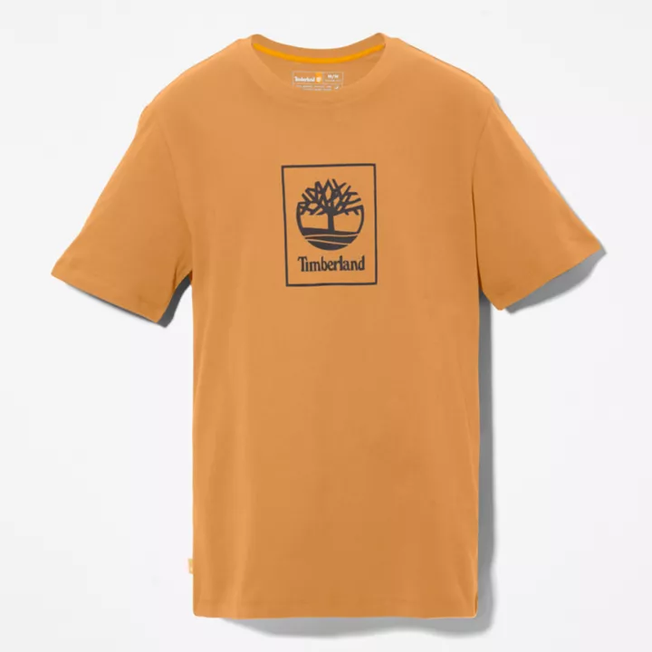 Stack Logo T-Shirt for Men in Orange