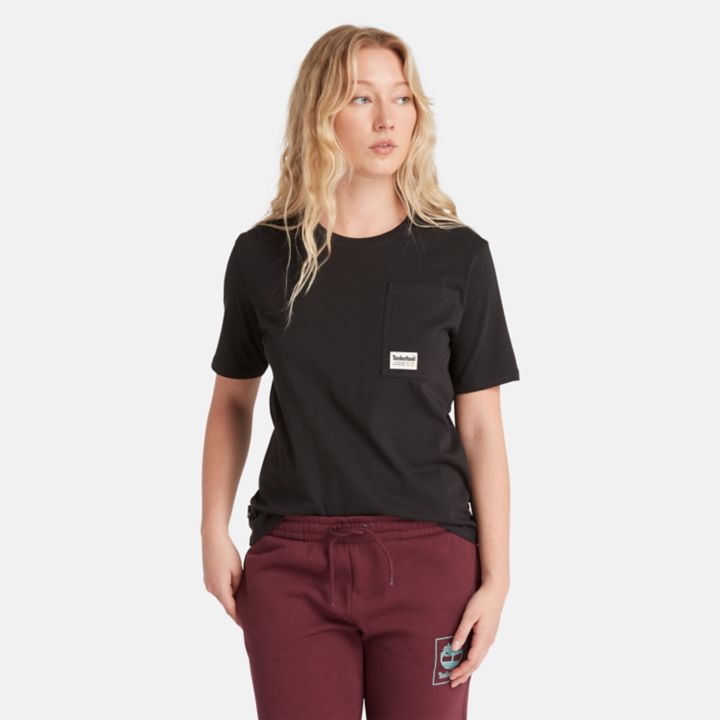 Angled Pocket T-Shirt for Women in Black