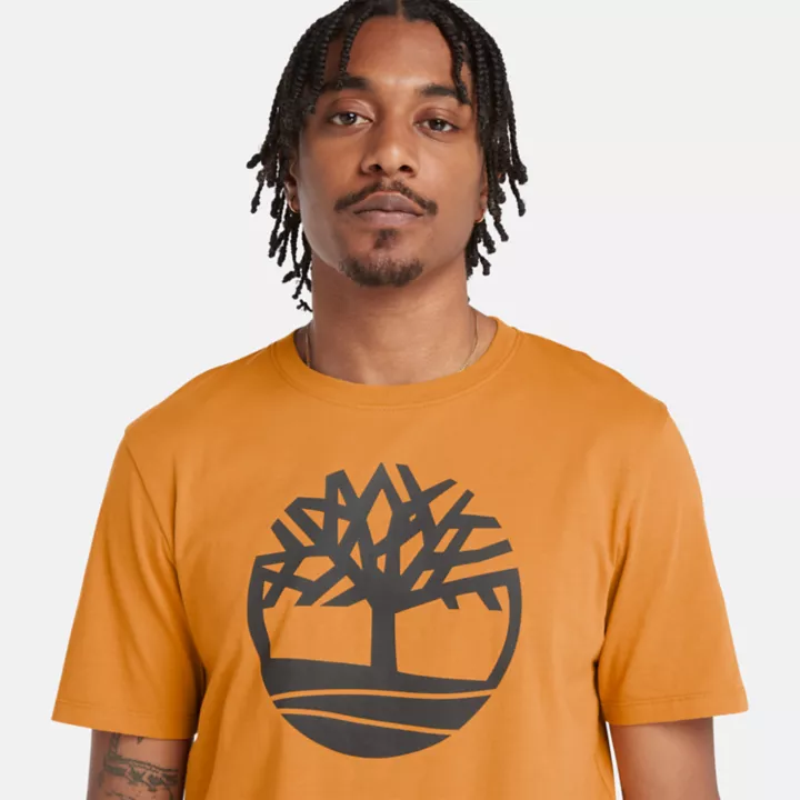 Kennebec River Tree Logo T-Shirt for Men in Yellow