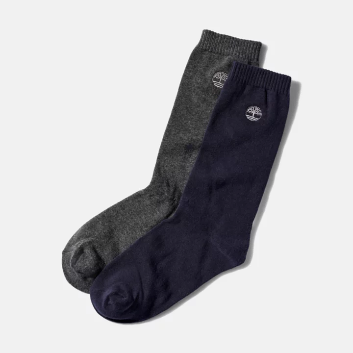 Two Pair Pack Everyday Crew Socks for Men in Navy