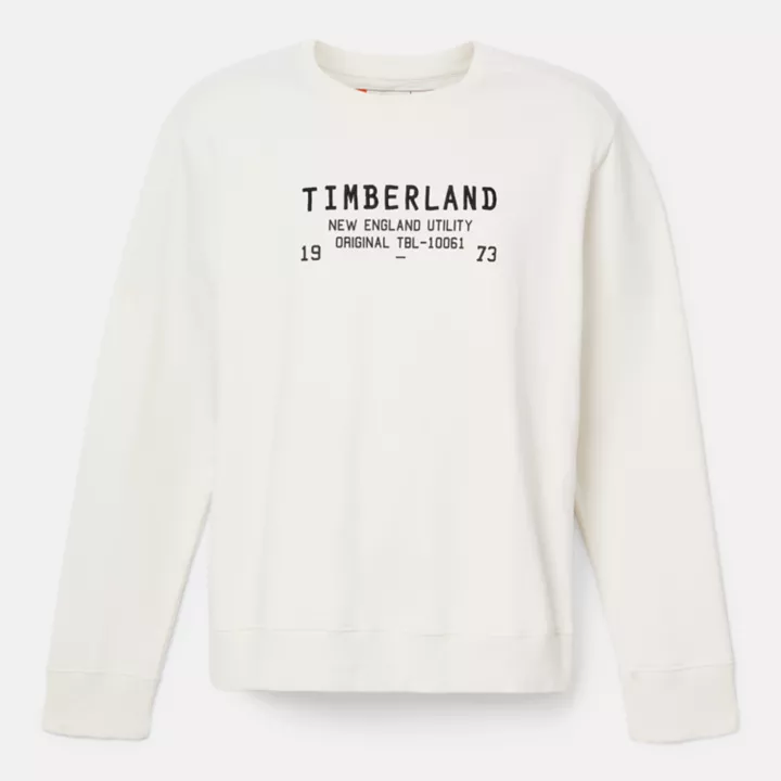 Utility Crewneck Sweatshirt for Men in White