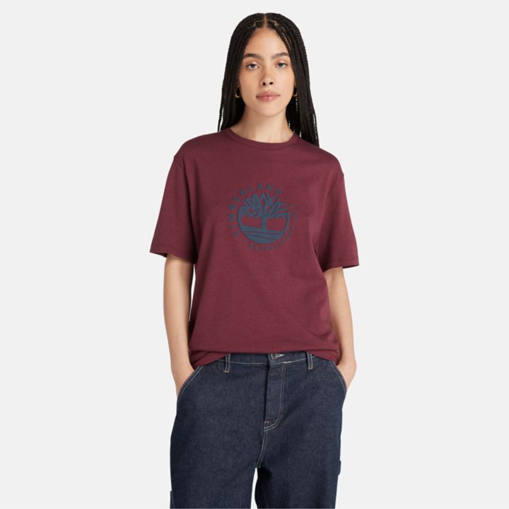 Tencel x Refibra Graphic Logo T-Shirt in Burgundy