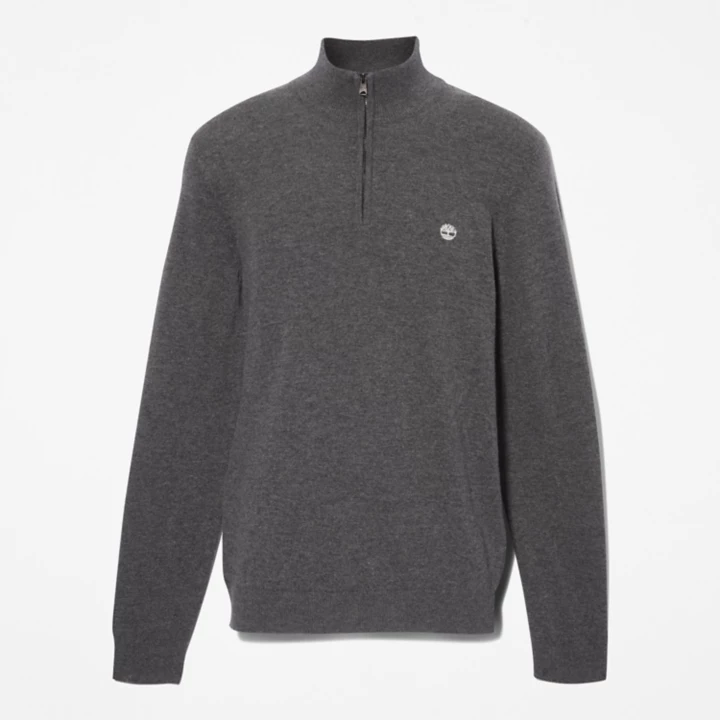 Cohas Brook Zip-Neck Jumper for Men in Dark Grey